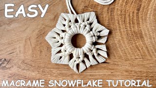 Macrame Snowflake Tutorial  DIY Christmas Ornaments  Macrame Ornaments for beginners [upl. by Heinrike]