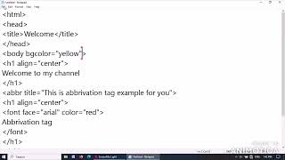 HTML Tutorials  create dynamic webpages using Abbreviation tag htmltutorial [upl. by Callas]