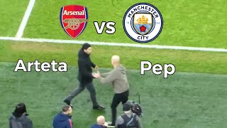 Arsenal vs Man City post match cam Arteta and Guardiola handshake Zinchenko and ødegaard upset [upl. by Irt187]