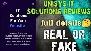 unisys it solutions review  unisysitsolutions com legit or scam  unisys it real or fake [upl. by Nohshan]