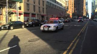 NYPD CRUISER amp NYPD AUXILIARY VAN RESPONDING INTO A 1077 HIGH RISE FIRE IN MANHATTAN NEW YORK [upl. by Okoyik435]