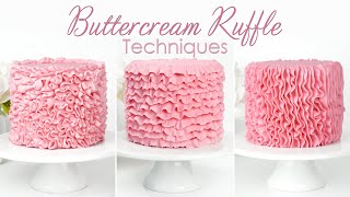 How to Pipe Buttercream Ruffles  Top 3 Buttercream Ruffle Cake Decorating Techniques [upl. by Eerat]