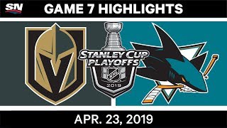 NHL Highlights  Golden Knights vs Sharks Game 7  April 23 2019 [upl. by Eidorb184]