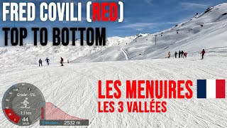 4K Skiing Les Menuires Fred Covili Red Top to Bottom Les3Vallées France GoPro HERO11 [upl. by Okiron]