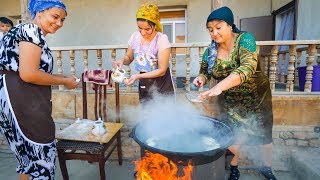 TRADITIONAL FOOD IN UZBEKISTAN  Unforgettable Family Meal in Khiva [upl. by Ianaj754]