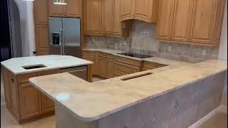 Taj Mahal Quartzite Countertop installation and fabrication Fort Myers Florida Net Granite [upl. by Bush]