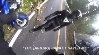 Motorcycle Crash with a Rider wearing Helite Airbag Protection [upl. by Nodnek]