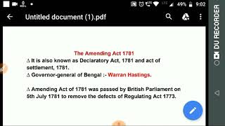 Amendment act 1781  settlement act  By sss education hub for ssc cgl  upsc [upl. by Anilet]