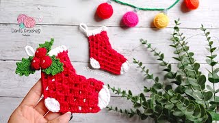 🎄FÁCIL PATRÓN de BOTITA de NAVIDAD 🎄 con GRANNY Hexágono  decoración a CROCHET [upl. by Ynabla]