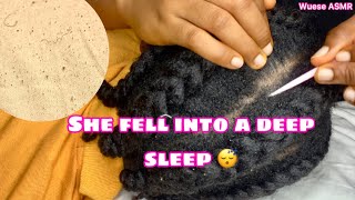 Very detailed and intense Asmr scalp scratchingnitpicking on old cornrowsdandruff scratching [upl. by Oicinoid]