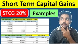 Short Term Capital Gains Tax Calculation  Income Tax on STCG 20 with Examples in Hindi [upl. by Odlanor]