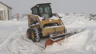 CAT 236B skid steer winter snow plow fail [upl. by Yllop]