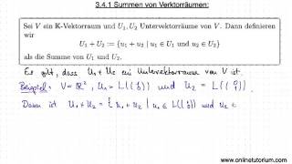 Summen von Verktorräumen Teil I  Mathematik Videos amp Erklärungen [upl. by Etnaihc]