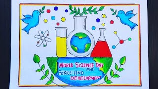 World Science day for peace and development DrawingScience Day for peace and development Poster [upl. by Thera]