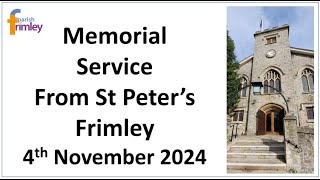 3rd November Memorial Service Frimley St Peters [upl. by Dahsar]