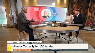 Jimmy Carter fyller 100 år idag – den mest långlivade presidenten i…  Nyhetsmorgon  TV4 amp TV4 Play [upl. by Marlyn]