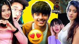 YouTubers amp GIRLS Reaction on AJJUBHAI FACE REVEAL 😍😍😍 Total Gaming Face Reveal [upl. by Normi586]