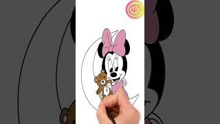 Adorable Baby Minnie Mouse Sleeping with Bear Toy 🐻💤  Easy Drawing amp Coloring for Kids [upl. by Dari]