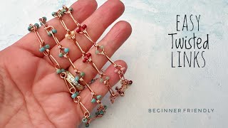 DIY Wire Jewelry Ideas For Beginners  How To Make Beaded Chain Links [upl. by Seraphim]