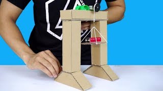 How to make a Crane Machine Toys using Cardboard [upl. by Elleuqar903]