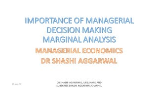 IMPORTANCE OF MANAGERIAL DECISION MAKING MARGINAL ANALYSIS [upl. by Dolora]