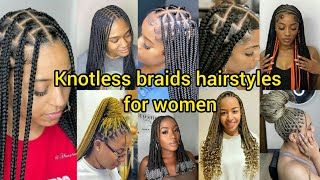 Knotless braids hairstyles 2024  African braids hairstyles for black ladies  knotless box braids [upl. by Gitt615]