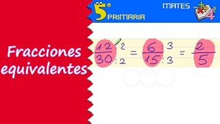 Fracciones equivalentes Mate 5º Primaria Tema 5 [upl. by Eyllek299]