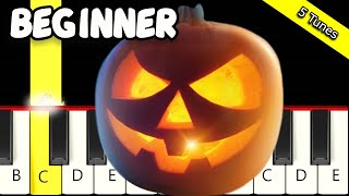 5 Famous Halloween Tunes  Scary and Spooky  Easy Piano Tutorial  Beginner [upl. by Harlene]