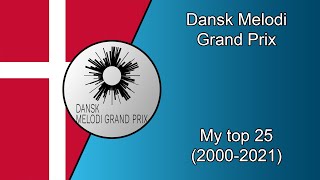 Dansk Melodi Grand Prix  My Top 25 Songs 2000  2021 [upl. by Narhem]