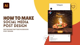 IllustratorTutorial  Social Media Post Design  Instagram Food Banner [upl. by Eissalc]