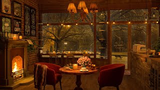 4K Cozy Coffee Shop ☕ Smooth Piano Jazz Music for Relaxing Studying Sleeping [upl. by Priestley327]