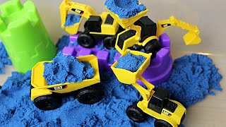 Kinetic Sand CAT Diggers Blue Sparkle Sand amp Construction Vehicles amp Windmill [upl. by Etra]