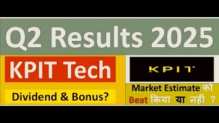 KPIT TECHNOLOGIES Q2 result 2025  KPIT TECHNOLOGIES Q2 result [upl. by Ahsal777]