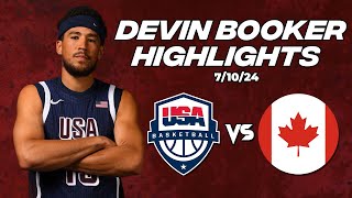 DEVIN BOOKERS HIGHLIGHTS VS CANADA 71024 [upl. by Wilmer669]