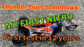 Thunder tiger tomahawk first run in 12years what a machine  Old guns out  Nitro rc car 🏎🏎💨💨 [upl. by Llenhoj675]