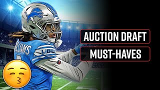 Must Have Auction Draft Players 2024 Fantasy Football Salary Cap [upl. by Dawkins735]