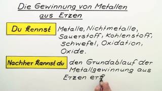 GEWINNUNG VON METALLEN AUS ERZEN  Chemie  Anorganische Verbindungen – Eigenschaften und Reaktionen [upl. by Ennovart]