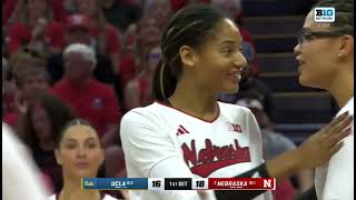 Taylor Landfair Kill Bergen Reilly Back Set Nebraska Husker Volleyball 92724 UCLA [upl. by Secrest]