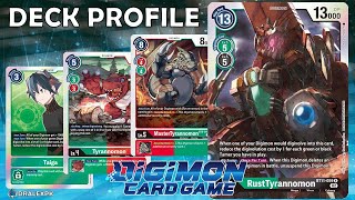 Digimon TCG  Tyrannomon E02  Deck Profile BT11Actualización [upl. by Aimal847]