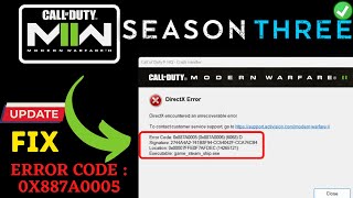 Warzone 2 Season 3 directX error with Error code 0x887A0005 Fix [upl. by Nareik]