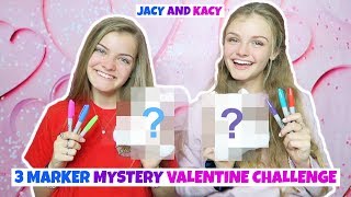 3 Marker Mystery Valentine Challenge  Jacy and Kacy [upl. by Nelrah375]