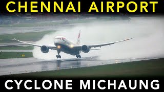 Plane Spotting during CYCLONE MICHAUNG at CHENNAI AIRPORT  SCARY Go arounds amp Massive DELAY [upl. by Francene41]