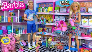 Barbie amp Ken Doll Family School Supply Shopping [upl. by Niltac719]