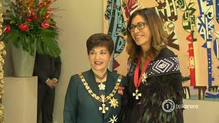 Extra  Dame Noeline Taurua receives insignia for DNZM [upl. by Codi]