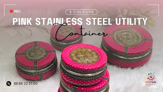 Pink Stainless Steel Utility Container  Contact Us   8866222160 [upl. by Oirom]