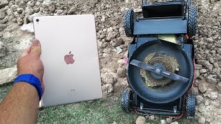 iPad Pro 97quot Upside Down Lawn Mower Scratch Test  GizmoSlip [upl. by Aimet]