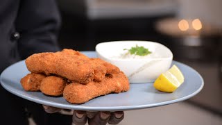 Crispy Fish Fingers with Homemade Tartare Sauce [upl. by Adnohsirk]