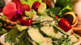 Cilantro Avocado Cucumber Salad with Garlic Cashew Dressing  Take 3 [upl. by Elenahc756]