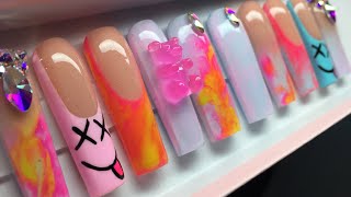 CUSTOM PRESS ON NAIL ORDER ✨ SHRINKING PRESS ONS  ACRYLIC PRESS ON NAILS TUTORIAL [upl. by Darci]