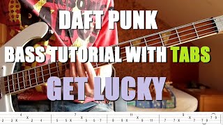 Daft Punk  Get Lucky Bass Tutorial with TABS [upl. by Auof66]